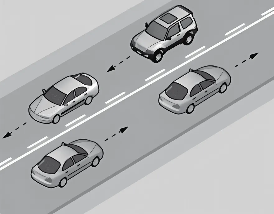 Soru görseli: Şekildeki yol çizgileri aşağıdakilerden hangisini bildirmez?