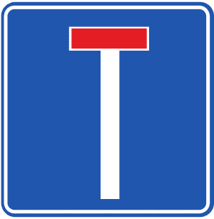 İleri Çıkmaz Yol trafik işareti