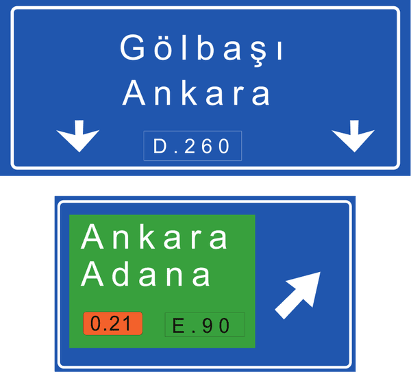 Kaplama Üstü Yön Levhası trafik işareti