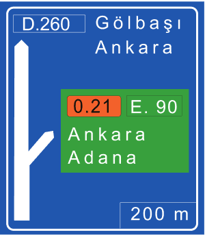 Kavşak Öncesi Yön Levhası trafik işareti