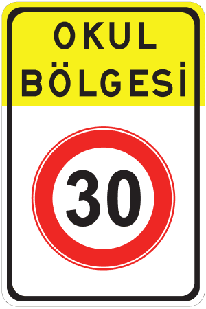 Okul Bölgesi Azami Hız Sınırlaması trafik işareti