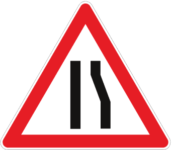 Sağdan Daralan Kaplama trafik işareti