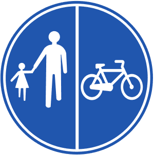Yayalar Ve Bisikletliler İçin Ayrı Ayrı Kullanıla Bilen Yol trafik işareti